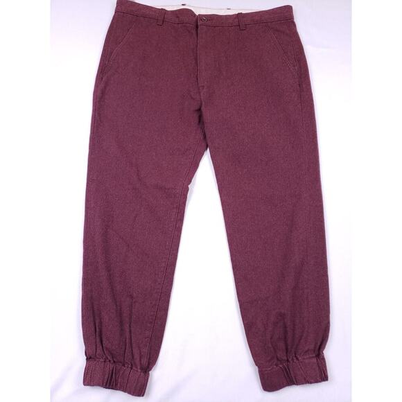 Levis Denim Joggers Mens Tag 38x30 Fit‎ 40x27 Maroon Slash Pocket Casual Stretch - Picture 1 of 12